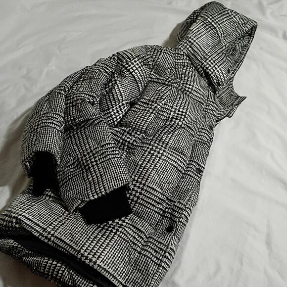 Lisa Rinna Collection 1X Puffer Coat Houndstooth Black/White Detachable Hood - Picture 1 of 12